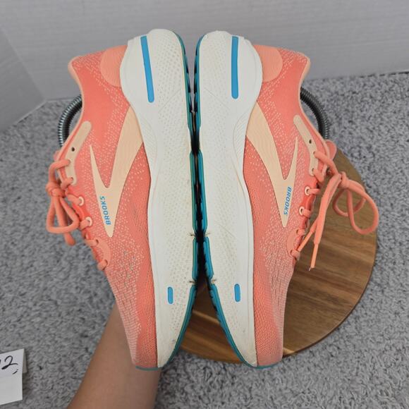 Brooks Womens 9.5B Ghost Max Papaya Apricot Blue Athletic Gym Road Running Shoe - Picture 8 of 13